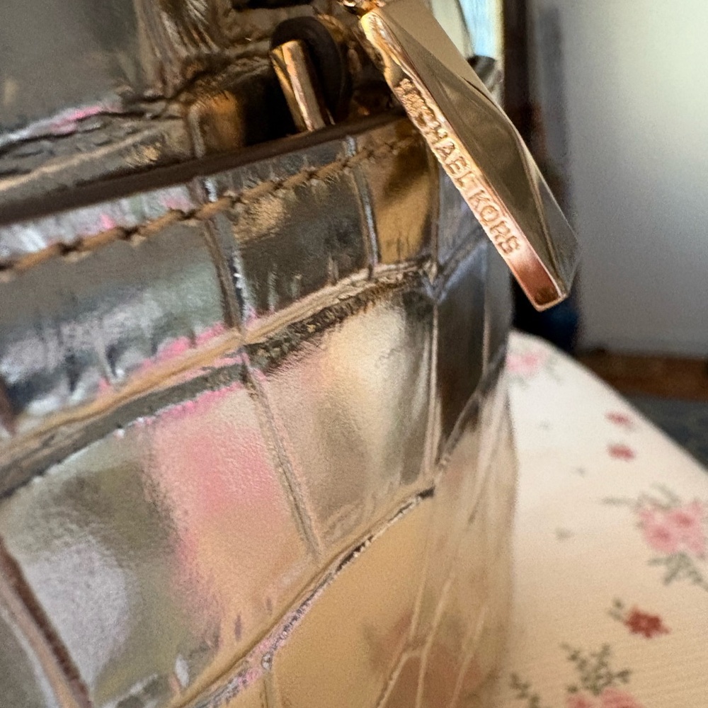 Michael Kors Metallic Gold Embossed Satchel - Picture 5 of 13